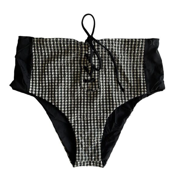 NWT! Hurley Black and White High Waisted Bikini Bottoms Size Medium - Picture 1 of 3
